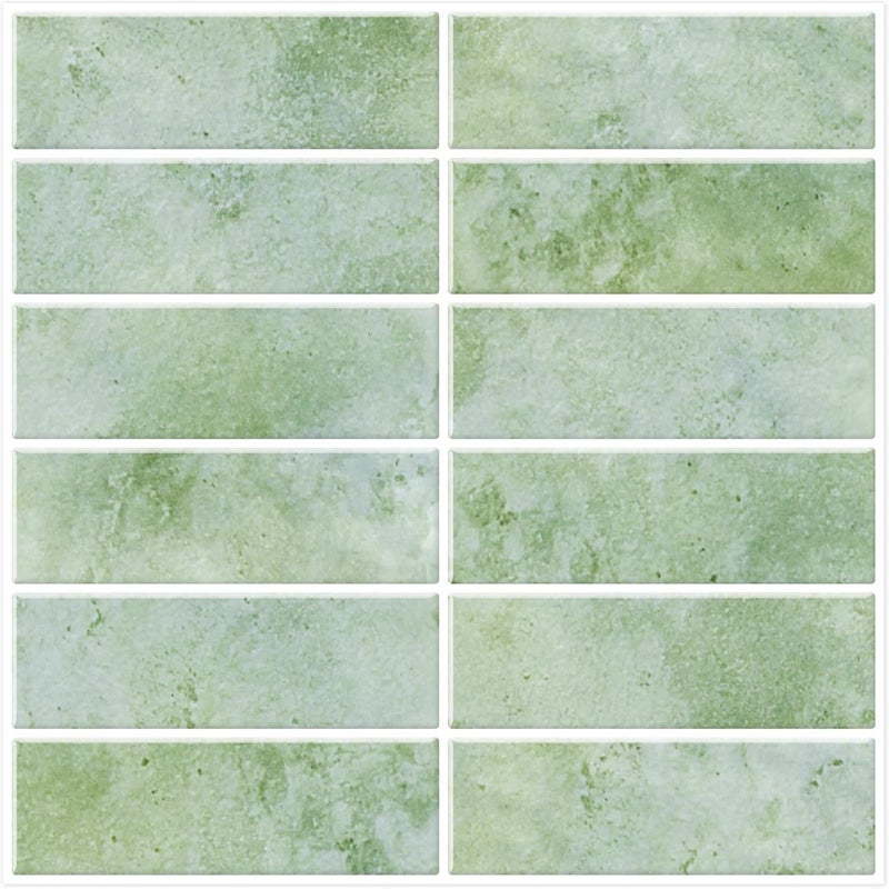 Crystiles Green Peel and Stick Backsplach Tile, 12"x12" Back Splash Stick on Tiles for Kitchen, Bathroom, 10 Sheets - Image 1